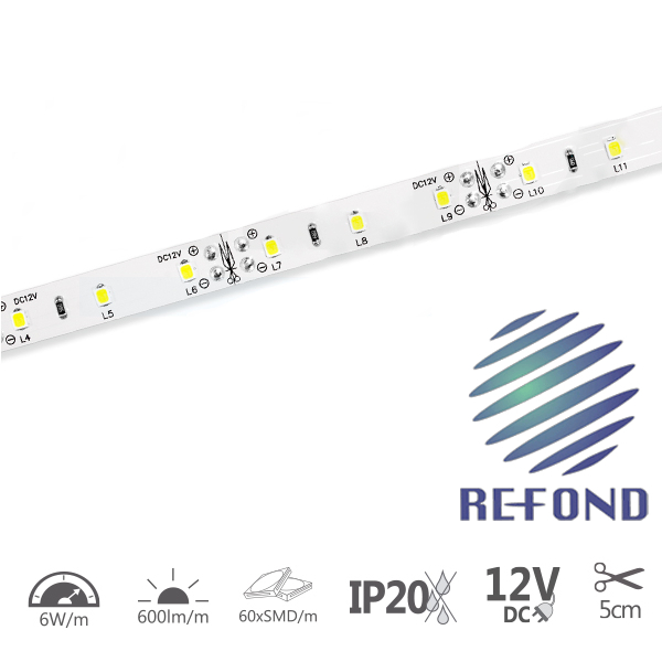 LED flex. pás 12V DC 6W/m neutrálna biela IP20 PRO LED